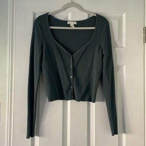 Teal cropped sweater cardigan